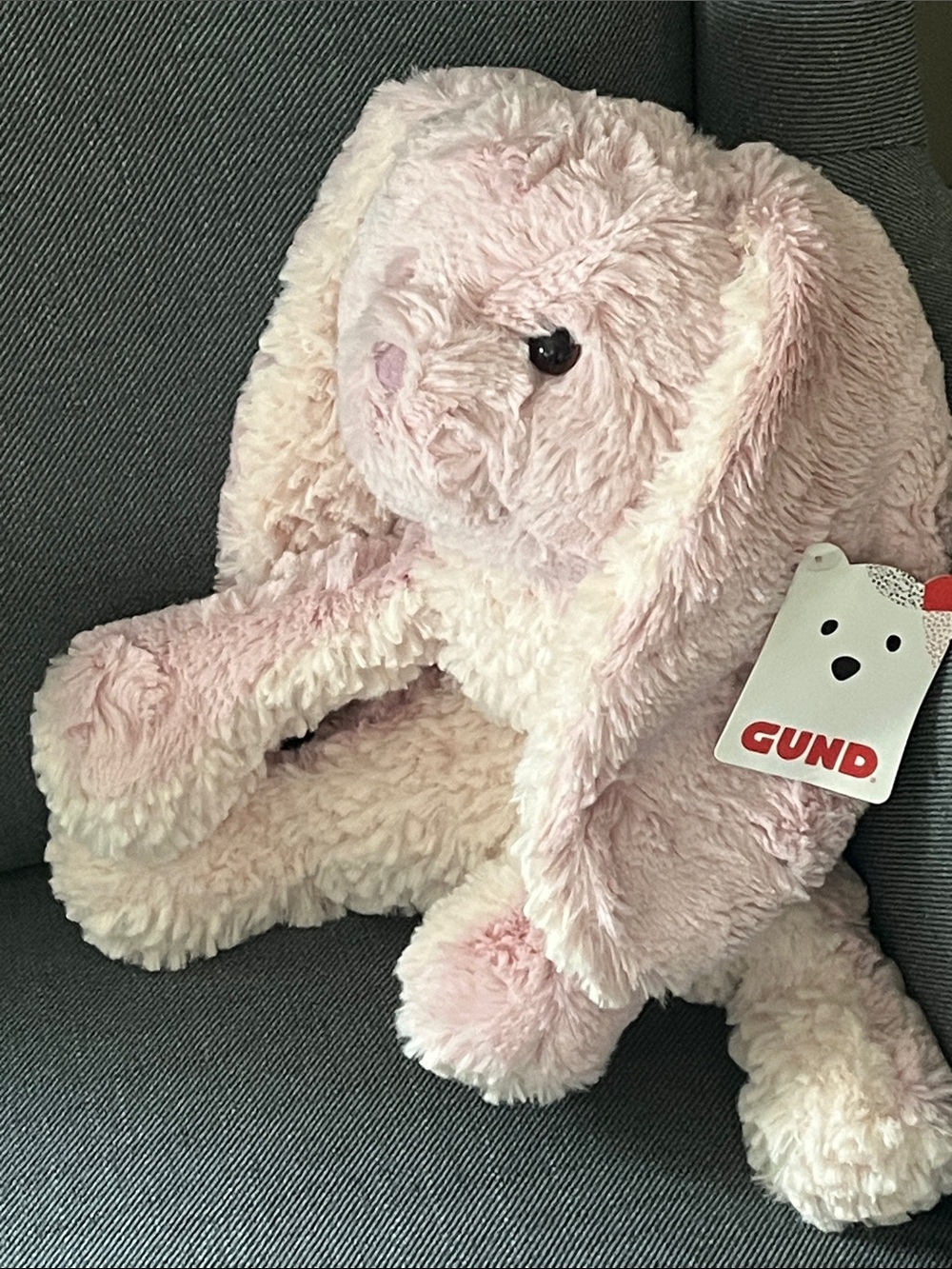 GUND Pale Pink Plush Bunny with Long Ears 12”